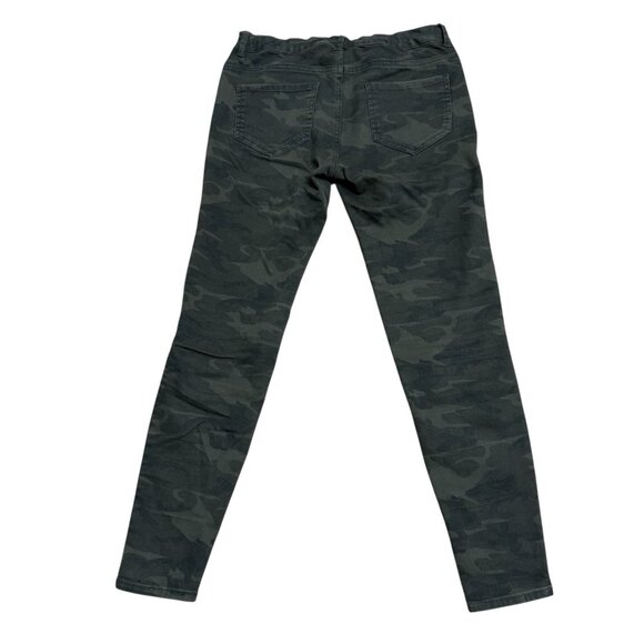 ZARA BASIC Z1975 CAMO JEANS SKINNY MID RISE ARMY GREEN ZIP ACCENT SIZE 6 GRUNGE - Picture 2 of 9